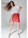 Trendyol Red Belt Detailed Faux Leather Skirt