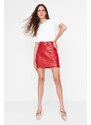 Trendyol Red Belt Detailed Faux Leather Skirt