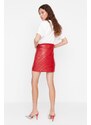 Trendyol Red Belt Detailed Faux Leather Skirt