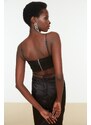 Trendyol Black Piping Detailed Satin Bustier