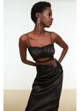 Trendyol Black Piping Detailed Satin Bustier