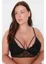 Trendyol Curve Black Piping Detail Lace Bralette