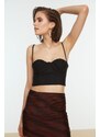 Trendyol Black Crop Lined Woven Bustier