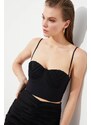 Trendyol Black Crop Lined Woven Bustier