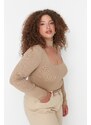 Trendyol Curve Camel Collar Detailed Knitwear Blouse