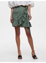 Zelená puntíkovaná krátká zavinovací sukně s volánem ONLY Olivia - Dámské