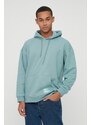 Trendyol Basic Mint Oversize/Wide-Fit Hooded Labeled Fleece Inner Sweatshirt