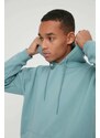 Trendyol Basic Mint Oversize/Wide-Fit Hooded Labeled Fleece Inner Sweatshirt