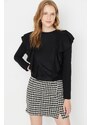 Trendyol Black Ruffle Detail Thessaloniki Basic Knitted Blouse