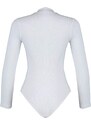 Trendyol White Slim Fitted Stand Collar Ribbed Flexible Knitted Body