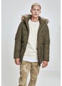 Urban Classics Faux Fur Hooded Jacket darkolive