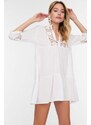 Trendyol Beige Mini Woven Lace Detailed 100% Cotton Beach Dress