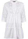 Trendyol Beige Mini Woven Lace Detailed 100% Cotton Beach Dress