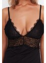 Trendyol Black Lace Detailed Knitted Fancy Nightgown