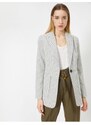 Koton Single Button Pocket Detail Gingham Patterned Jacket