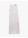Koton Dámské metalické šaty stříbrné barvy s detailem