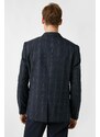 Koton Men's Navy Blue Checkered Pocket Blazer Jacket