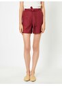 Koton Women's Burgundy Laced Linen Shorts