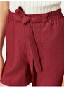 Koton Women's Burgundy Laced Linen Shorts