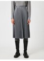 Koton Women's Gray Pleated Faux Leather Skirt