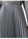 Koton Women's Gray Pleated Faux Leather Skirt