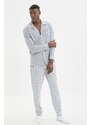 Trendyol Gray Regular Fit Piping Detailed Knitted Pajamas Set