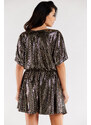 Awama Woman's Dress A561 Gold/Dots