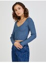 Modrý dámský žebrovaný crop top TALLY WEiJL - Dámské