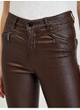 Tmavě hnědé dámské koženkové kalhoty ORSAY - Dámské