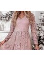 NoName Společenské šaty krajkové růžové Adele