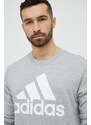 Bavlněná mikina adidas pánská, šedá barva, s potiskem