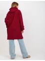 Fashionhunters Dámský kaštanový plyšový kabát s kapucí
