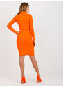 RUE PARIS Neonově oranžové přiléhavé šaty s rolákem -orange Oranžová
