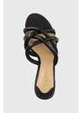 Kožené pantofle Lauren Ralph Lauren 802891403001 dámské, černá barva, na podpatku