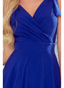 NUMOCO Dlouhé modré šaty s výstřihem ELENA Modrá