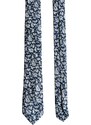 Obleč oblek Tmavě modrá bavlněná kravata s bílým Paisley vzorem
