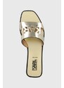 Kožené pantofle Karl Lagerfeld SKOOT II dámské, zlatá barva, KL80406