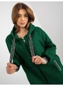 Fashionhunters Dámská dlouhá mikina na zip - zelená