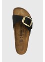 Semišové pantofle Birkenstock MADRID BIG BUCKLE dámské, černá barva, 1023342