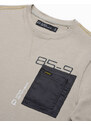Ombre Clothing Chlapecké tričko s dlouhým rukávem a potiskem - šedá L130