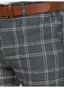 Buďchlap Tmavě šedé kárované kalhoty ve stylu chinos