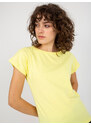 Fashionhunters Dámské basic bavlněné tričko - žluté