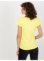 BASIC Světle žluté dámské tričko s výstřihem -light yellow Žlutá