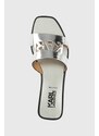 Kožené pantofle Karl Lagerfeld SKOOT II dámské, stříbrná barva, KL80406