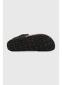 Kožené žabky Birkenstock Gizeh Big Buckle dámské, černá barva, na plochém podpatku, 1024107