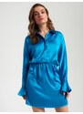 Sinsay - Mini šaty s balonovými rukávy - modrá
