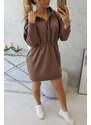 MladaModa Zateplené mikinové šaty s kapucí model 68470 barva mocca