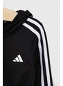 Dětská mikina adidas černá barva, s kapucí, s aplikací