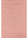 Bavlněná mikina Guess dámská, růžová barva, hladká