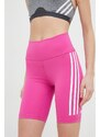 Tréninkové šortky adidas Performance Training Icons dámské, růžová barva, s potiskem, high waist